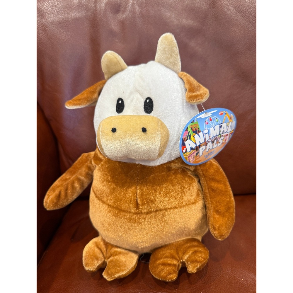 Kellytoy Animal Pals Velex Puffy Cow Plush Stuffed Animal Brown White NWT